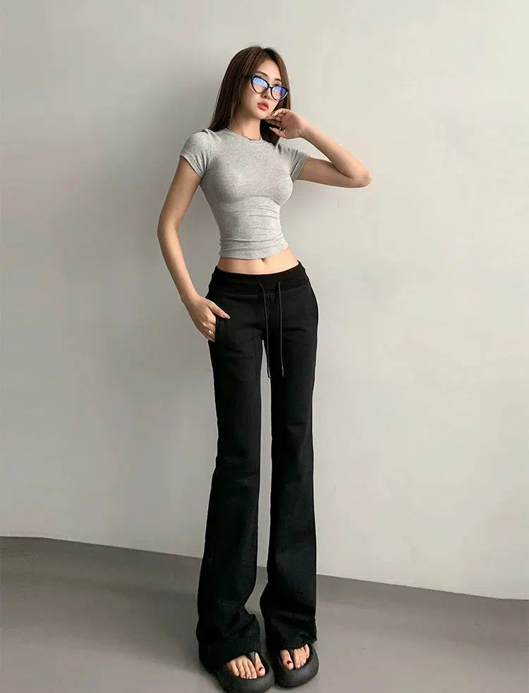 Ribbed Knit Casual Pants