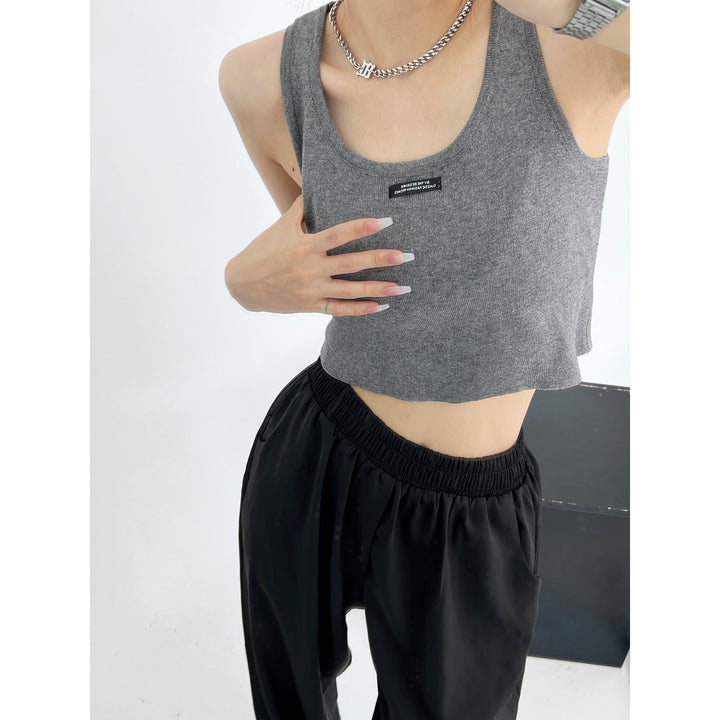 Ribbed Knit Cropped Tank Top