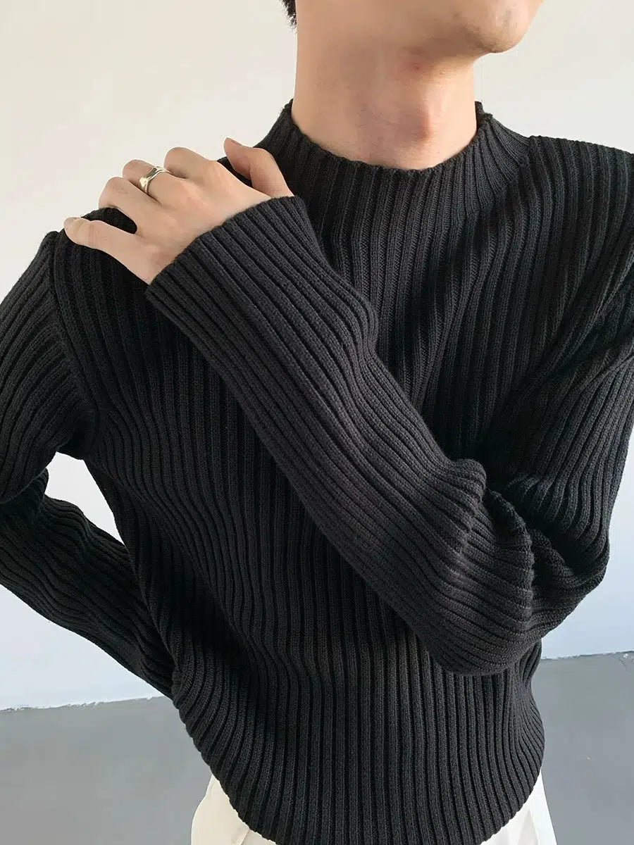 Pleated Ribbed Knit Sweater