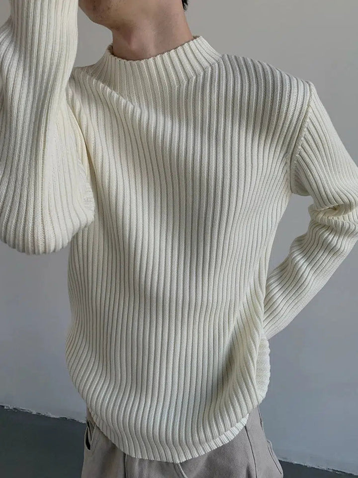 Pleated Ribbed Knit Sweater