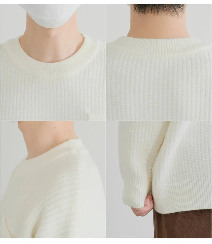 Ribbed Knit Sweater with Pocket