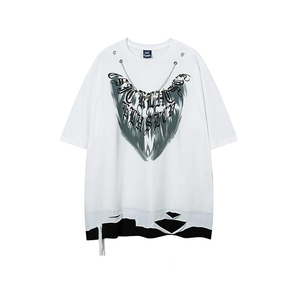 Ripped Butterfly Print T-shirt