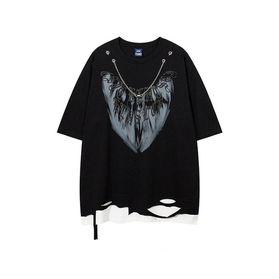 Ripped Butterfly Print T-shirt