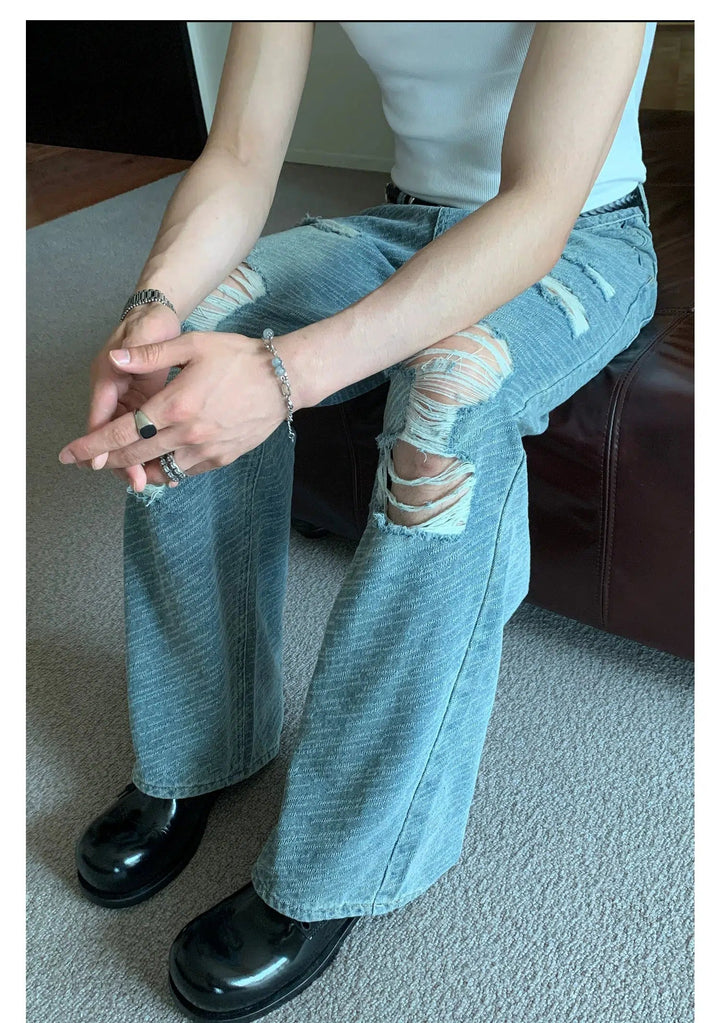 Ripped Wide-Leg Jeans