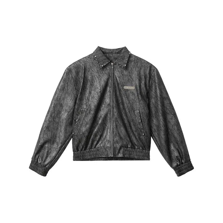 Rivets Leather Jacket