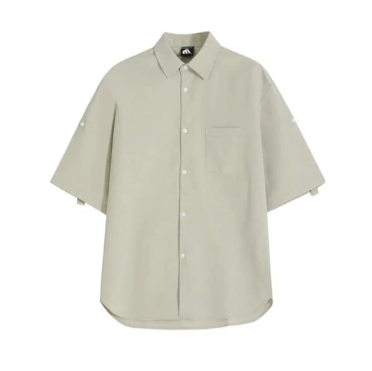 Rolled Cuffs Casual Short Sleeve Shirt