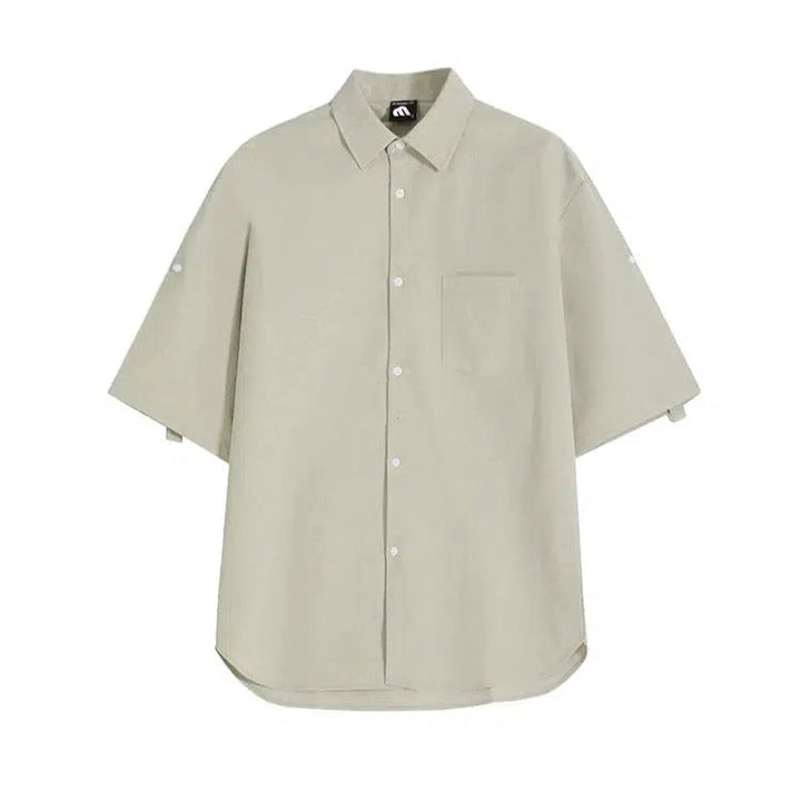 Rolled Cuffs Casual Short Sleeve Shirt