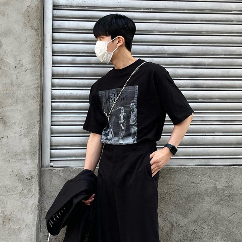 Round Neck Black Printed T-shirt