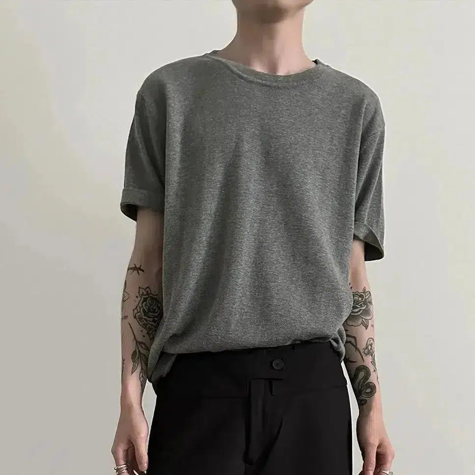 Round Neck Short-Sleeve Knitwear Top