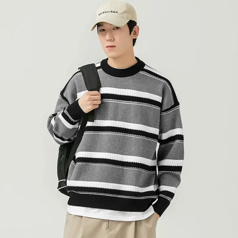 Round Neck Striped Sweater