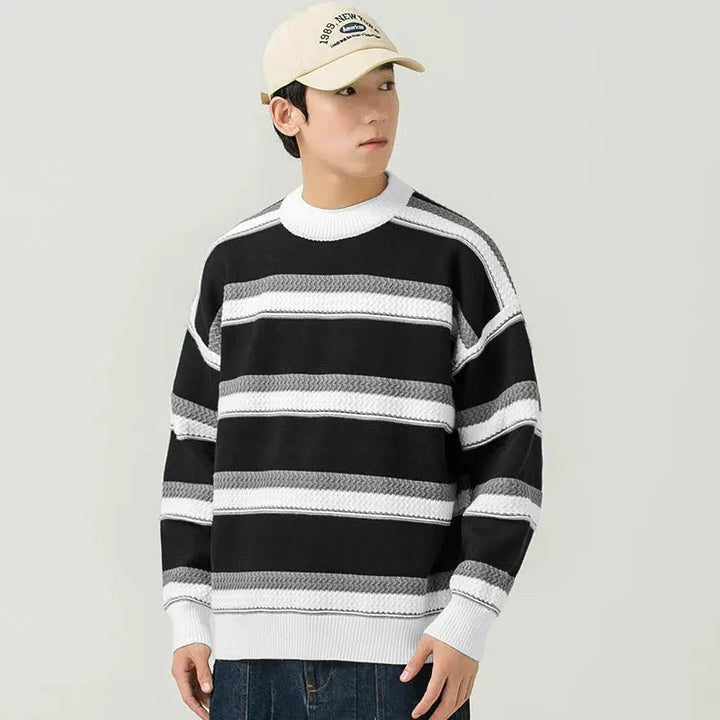 Round Neck Striped Sweater