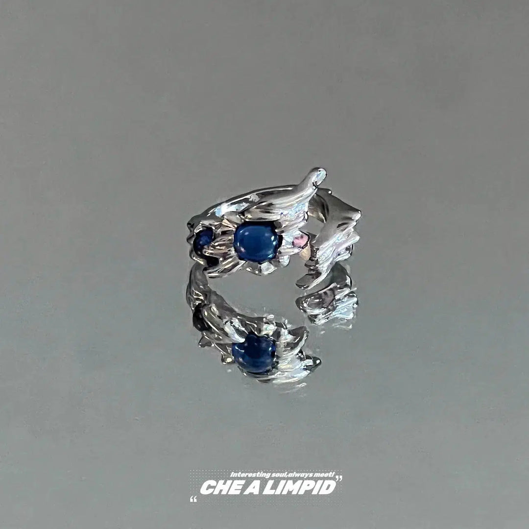 Sapphire Irregular Geometric Ring