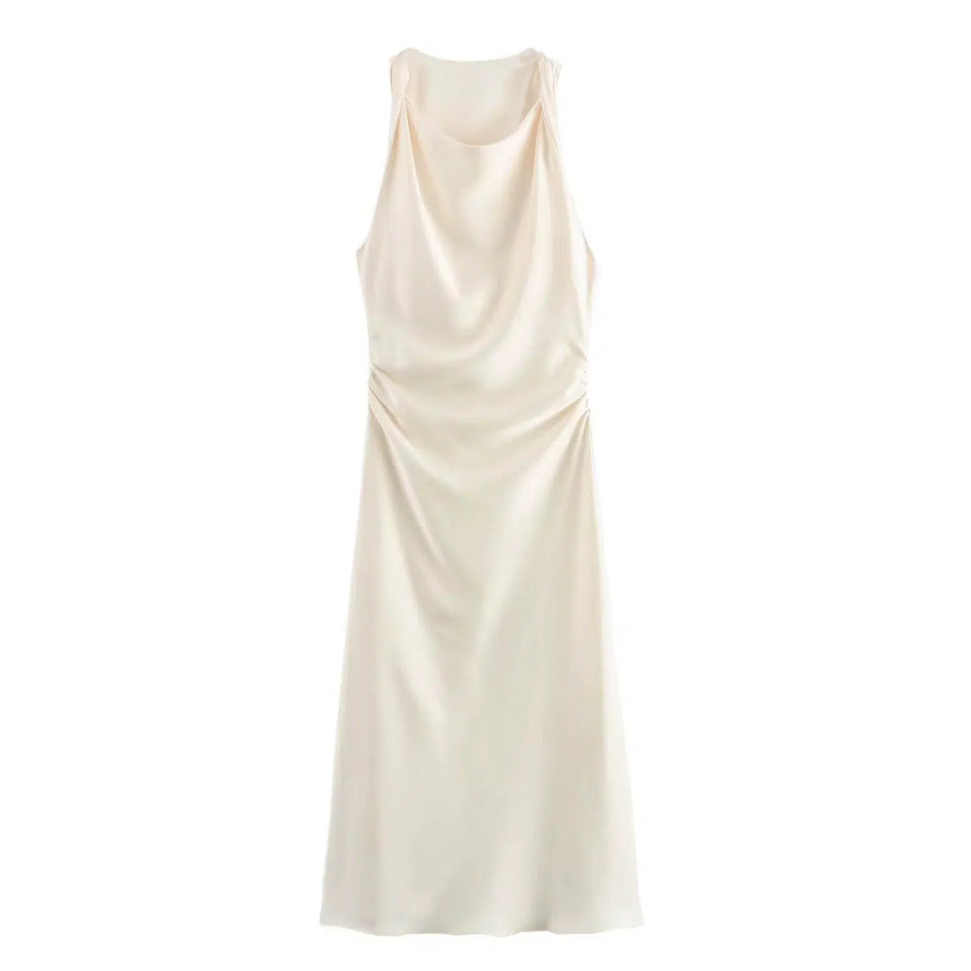 Satin Sleeveless Midi Sundress