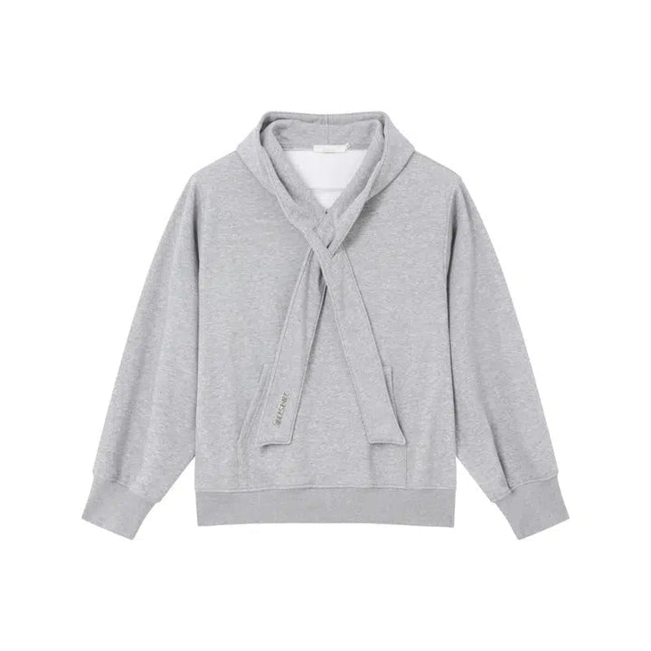 Scarf Accent Casual Hooded Sweatshirt