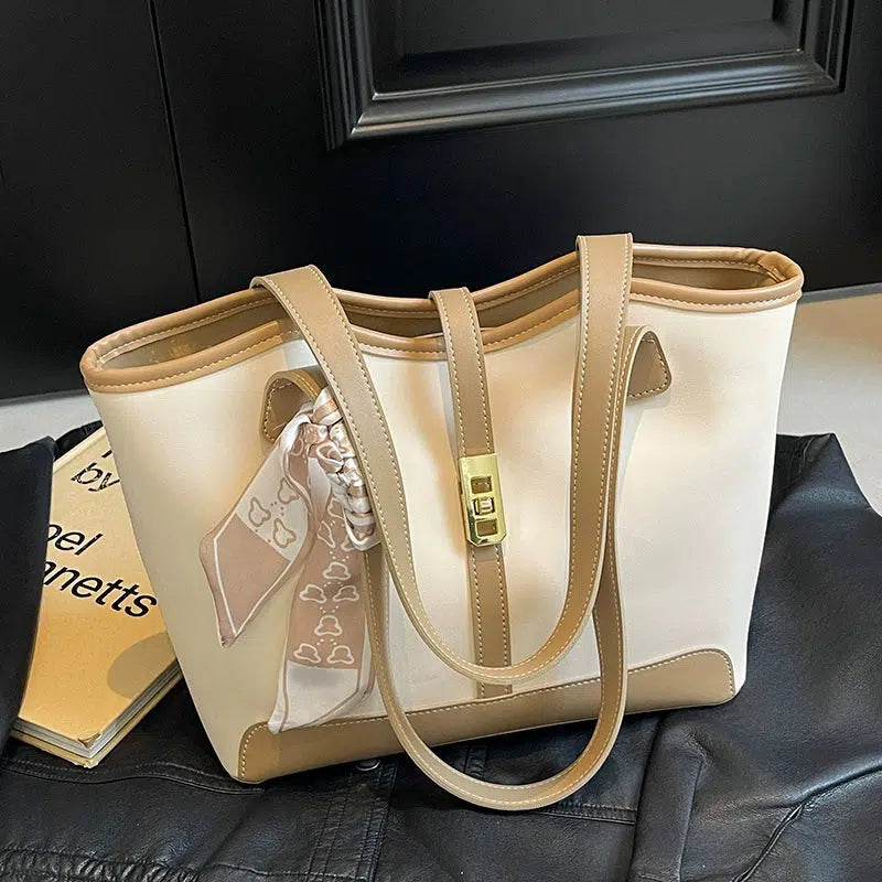 Scarf Accent Tote Shoulder Bag