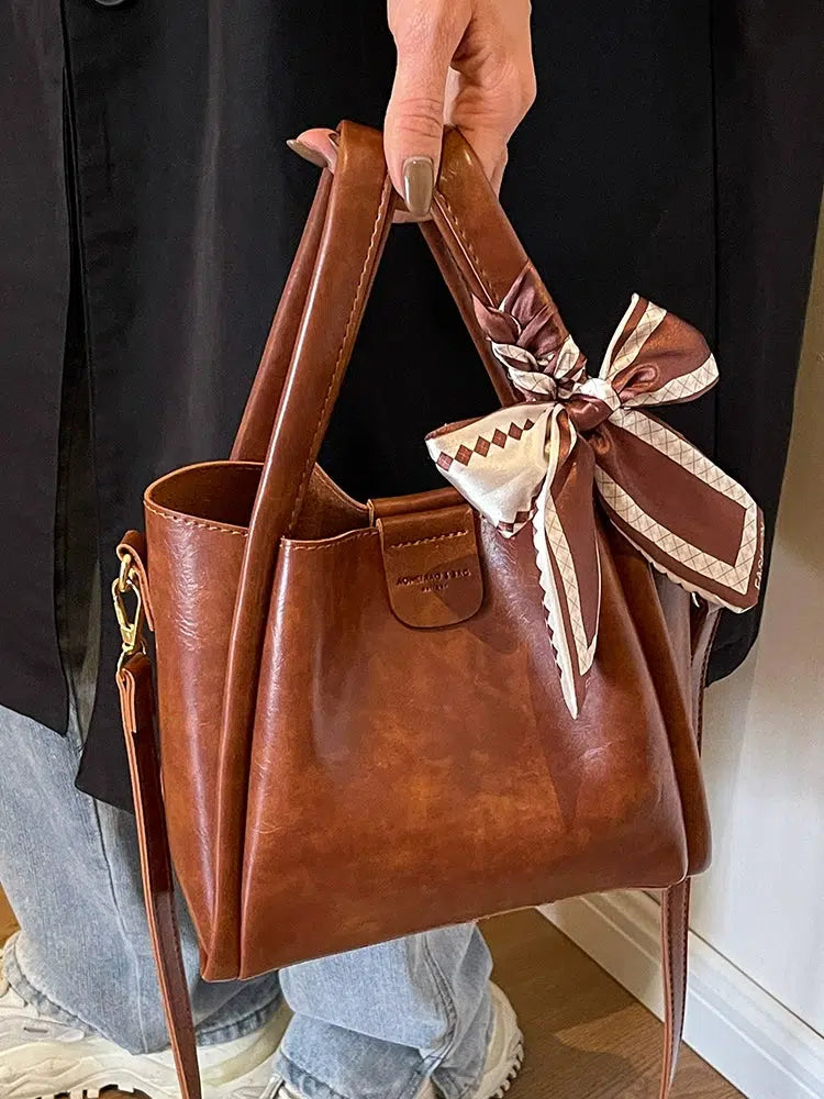 Scarf Accessory Leather Tote Bag