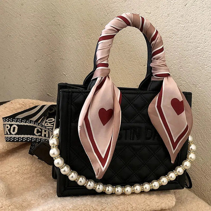 Scarf Accessory Pearl Handle Tote Bag