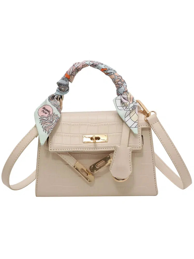 Scarf Strap Crocodile Leather Handbag