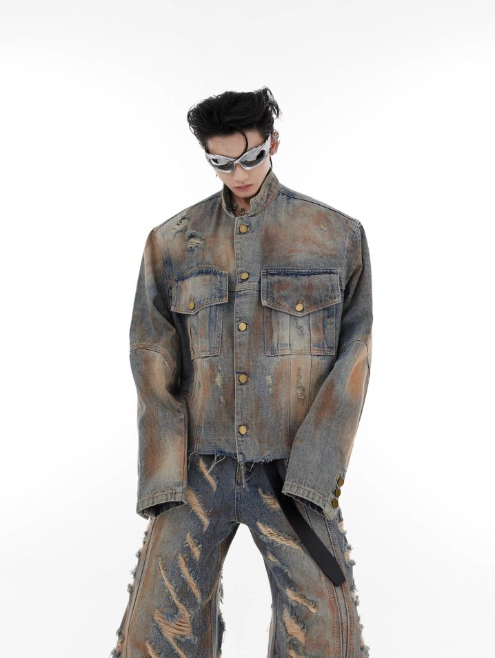 Destroyed Denim Jacket-The Korean Fashion