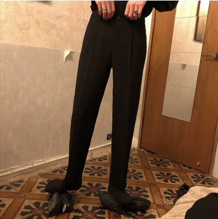 Semi-elastic Waist Tailored Suit Pants