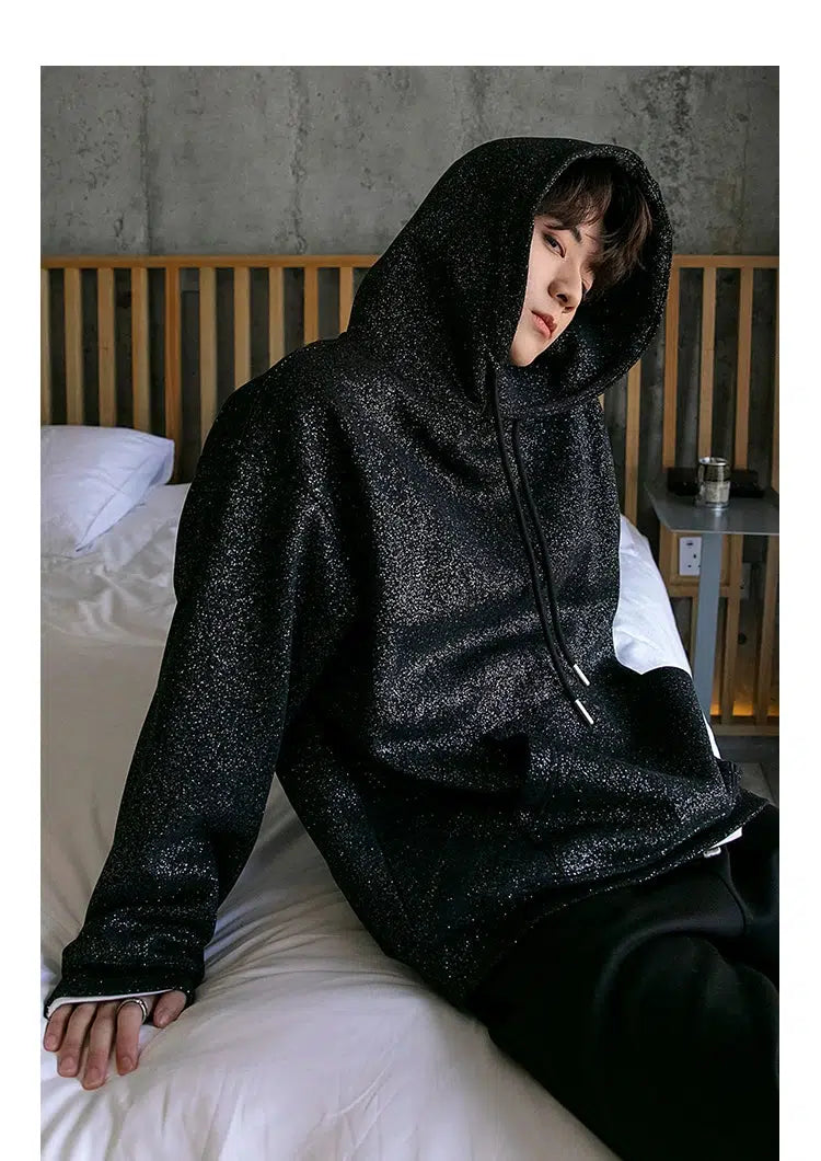 BLACK AND SILVER SEQUIN HOODIE