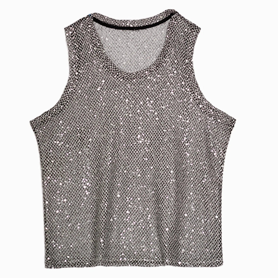 Sequined Mesh T-shirt & Tank Top