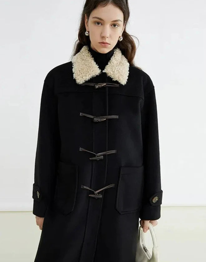 Toggle Closure Wool Collar Coat