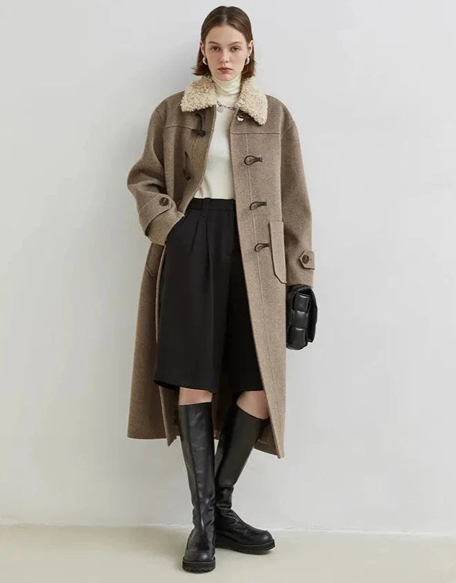 Toggle Closure Wool Collar Coat