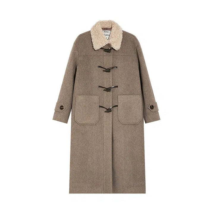 Toggle Closure Wool Collar Coat