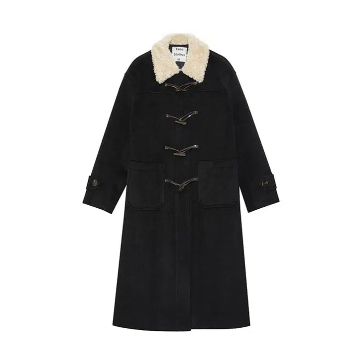 Toggle Closure Wool Collar Coat