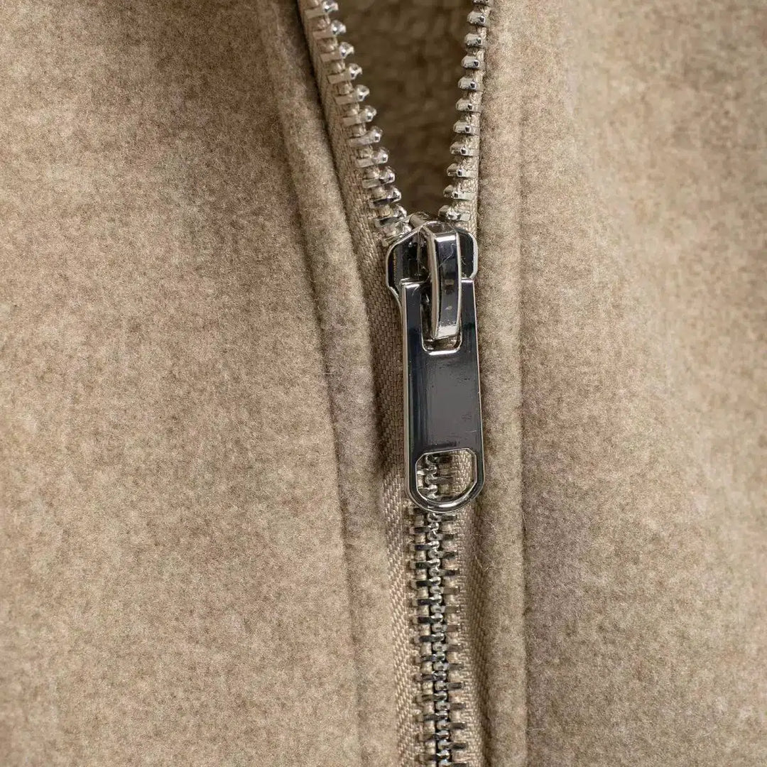 Shearling Collar Zip-Up Coat