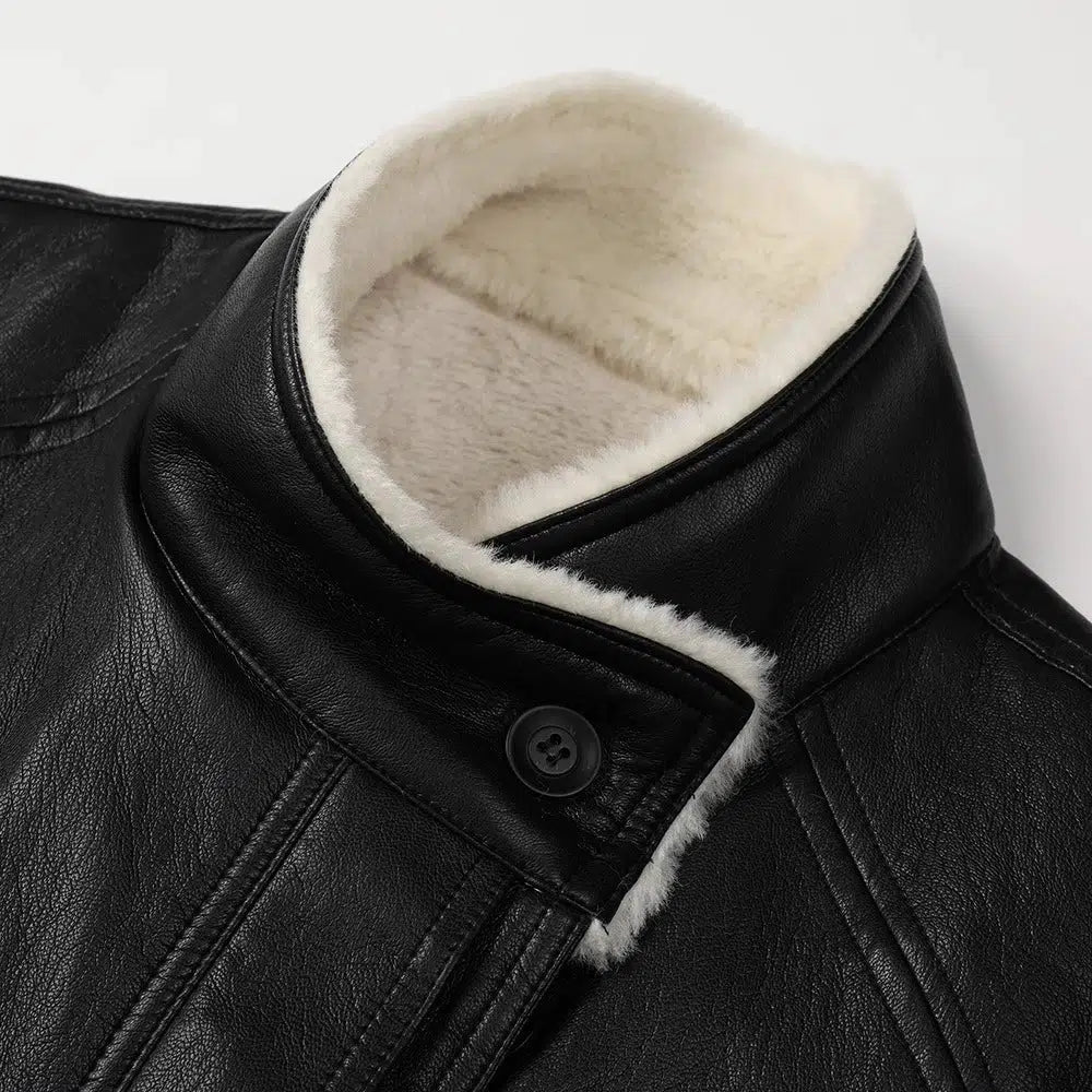 Shearling Lined Leather Coat