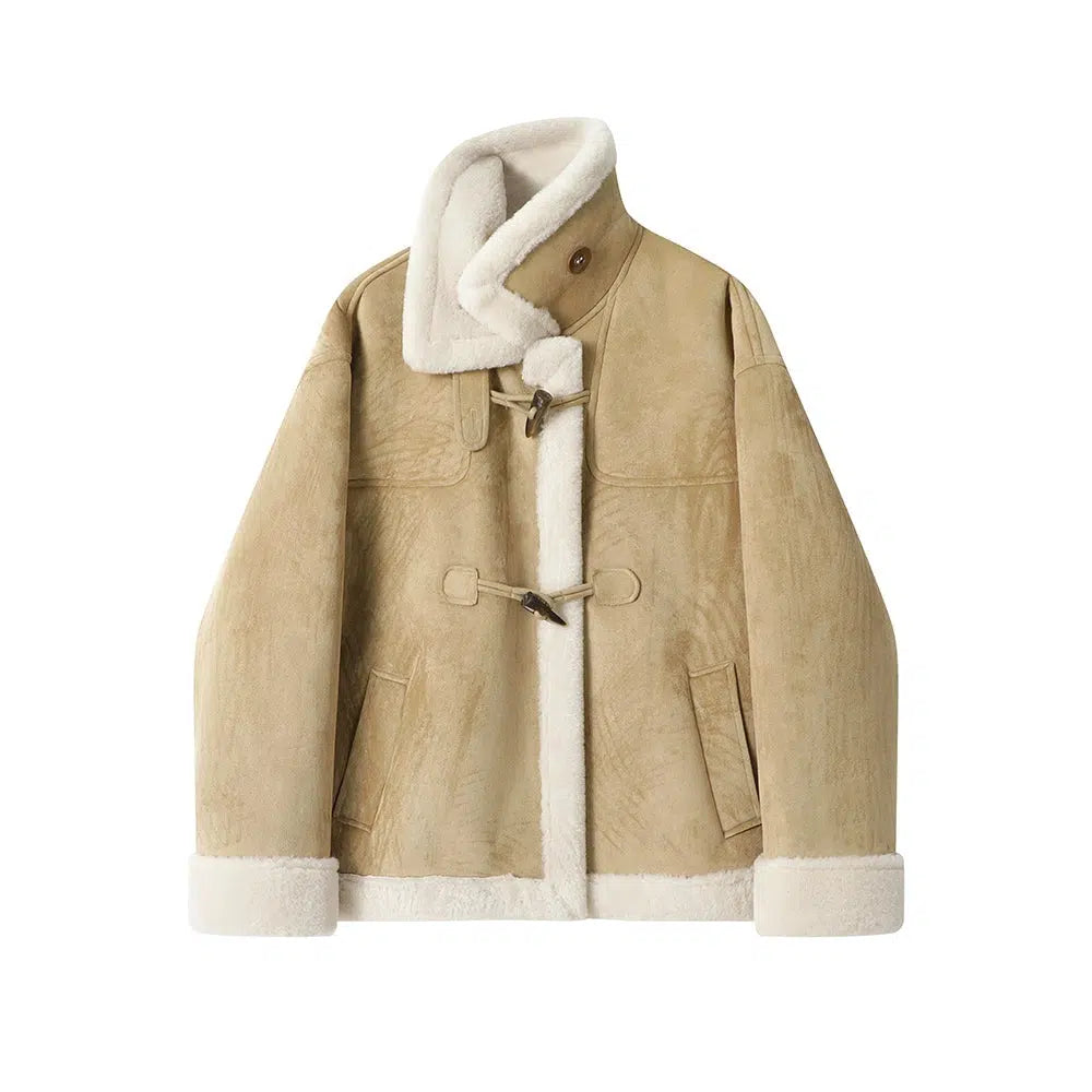 Shearling Trim Toggle Coat