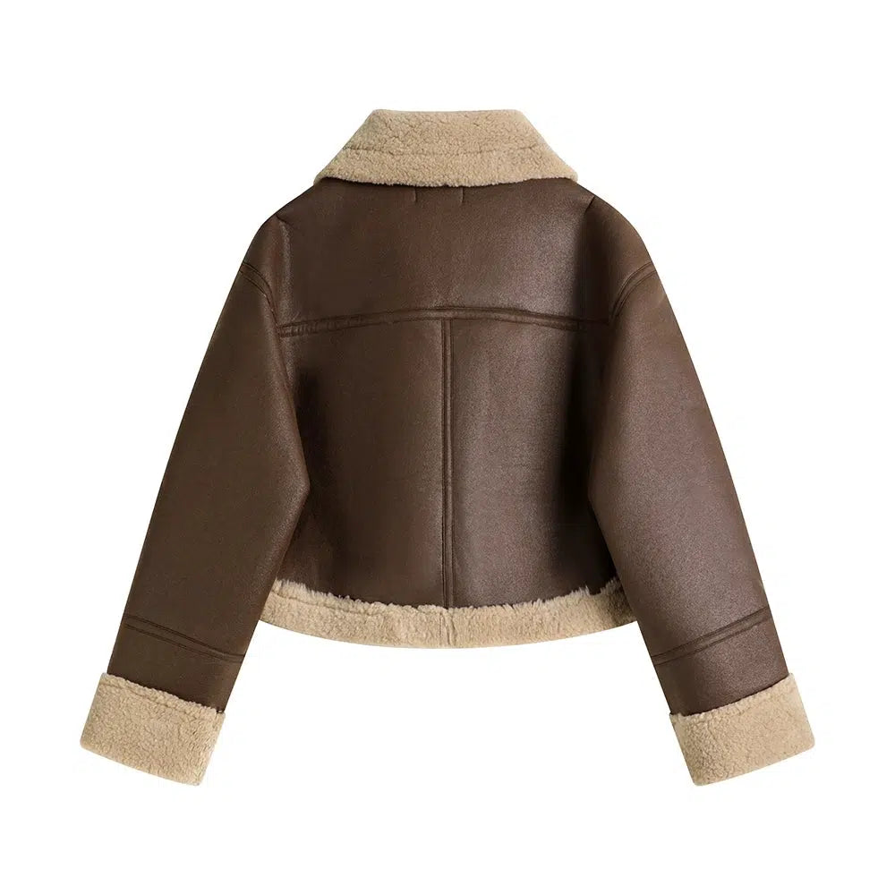 Shearling-Trimmed Aviator Coat