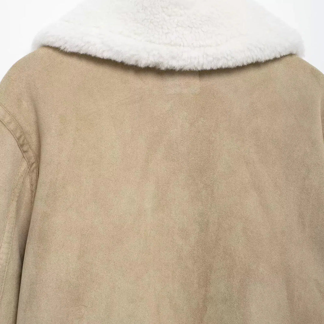 Sherpa Collar Zip-Up Coat