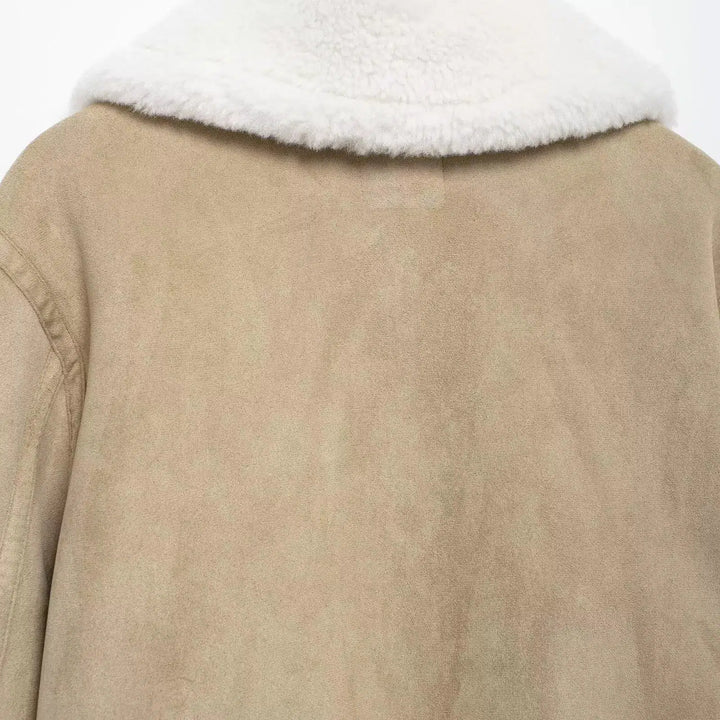 Sherpa Collar Zip-Up Coat