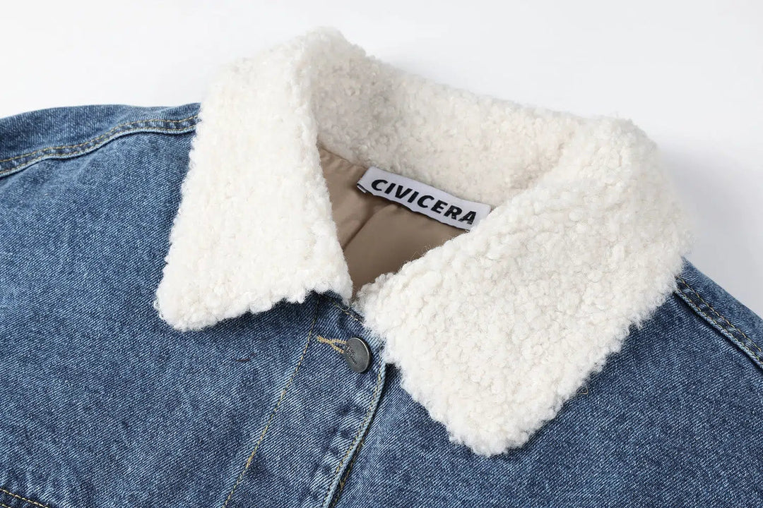 Sherpa-Lined Denim Jacket