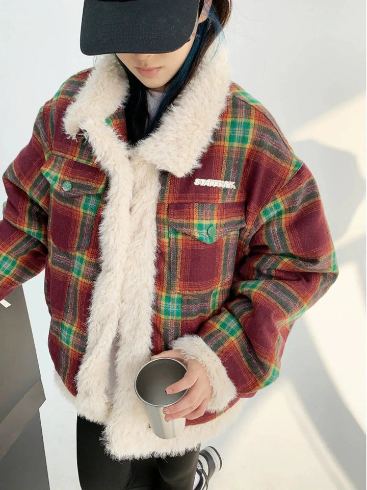 Sherpa-Lined Plaid Coat