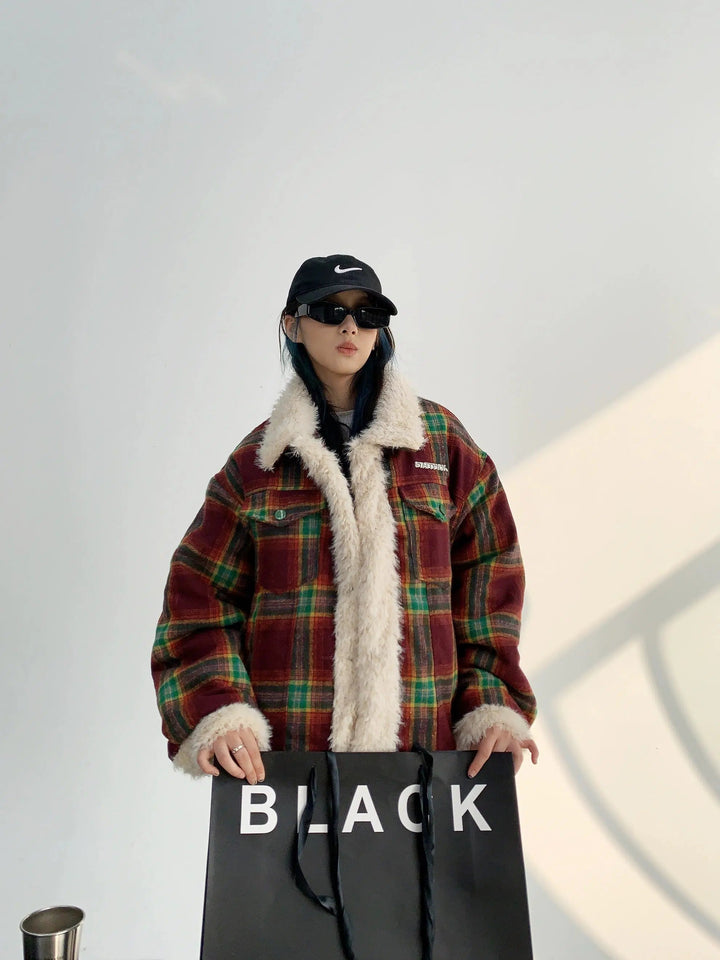 Sherpa-Lined Plaid Coat