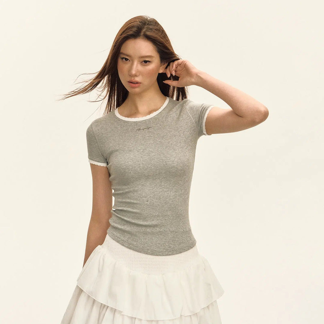 Short Sleeve Fitted Turtleneck Top