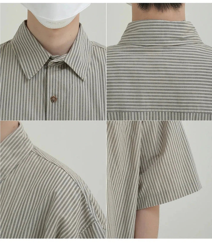 Short Sleeve Striped Button-down Shirt