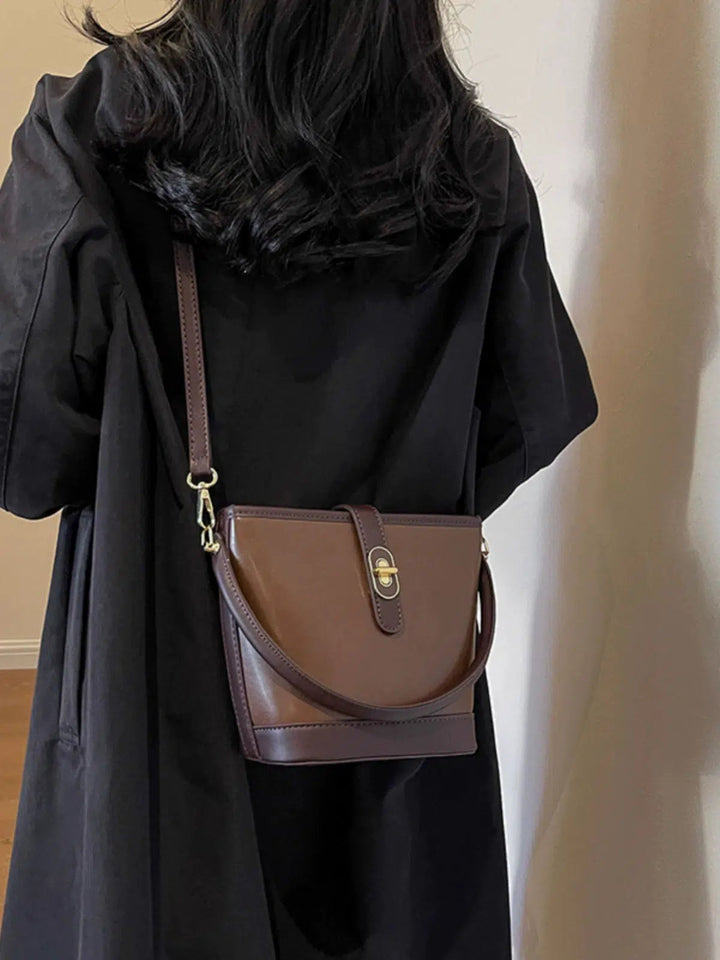 Shoulder Strap Leather Bucket Bag