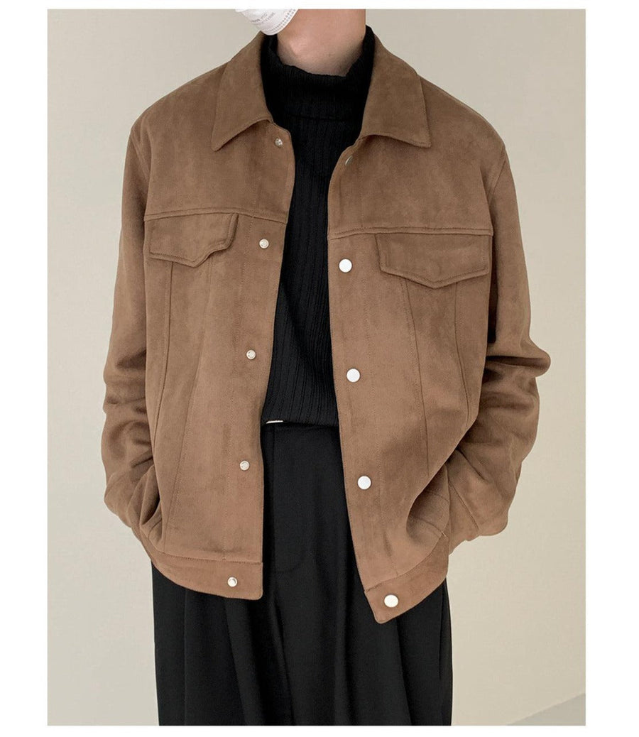 Side Seam Pocket Suede Jacket