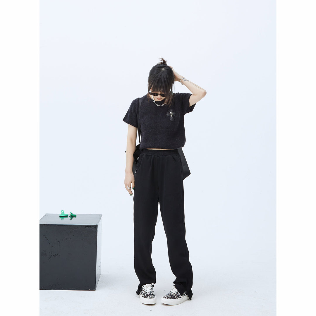 Side Slits Casual Elastic Waist Pants