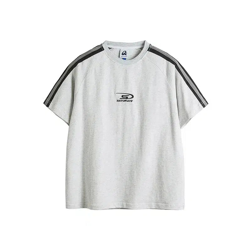 Side Stripe Embroidered Pullover T-Shirt