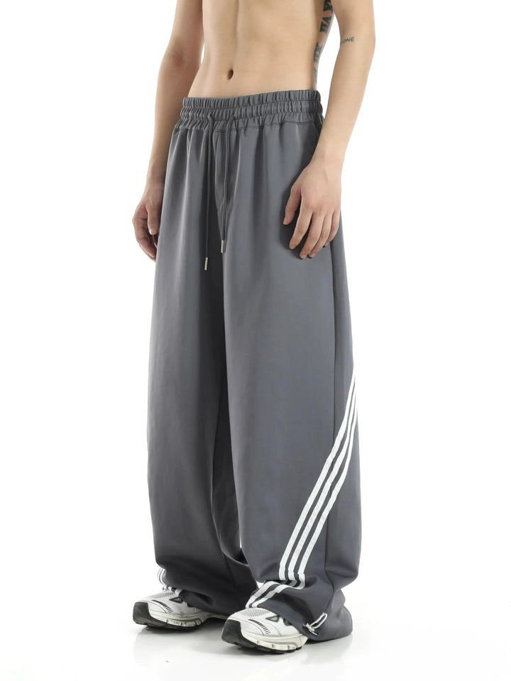 Side Striped Wide-Leg Sports Sweatpants