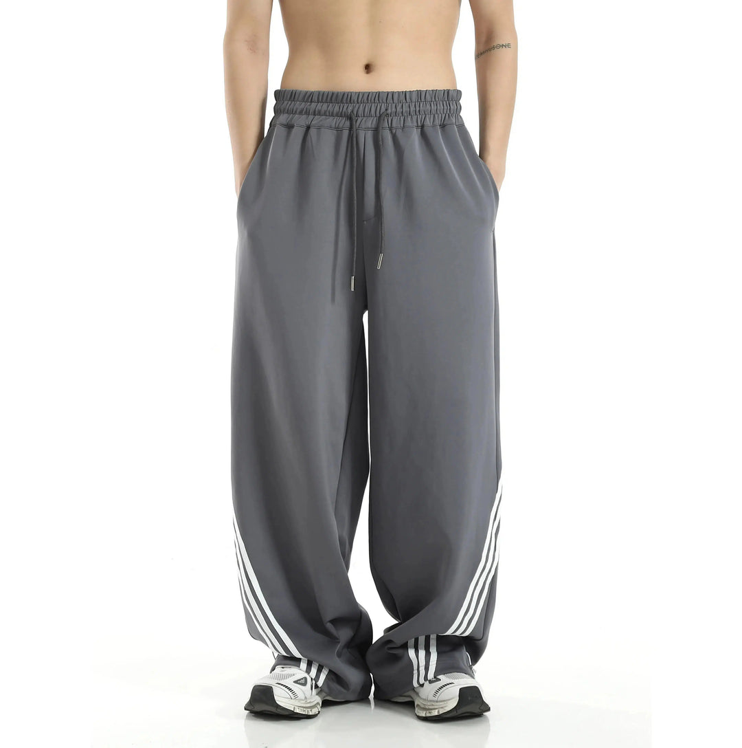 Side Striped Wide-Leg Sports Sweatpants