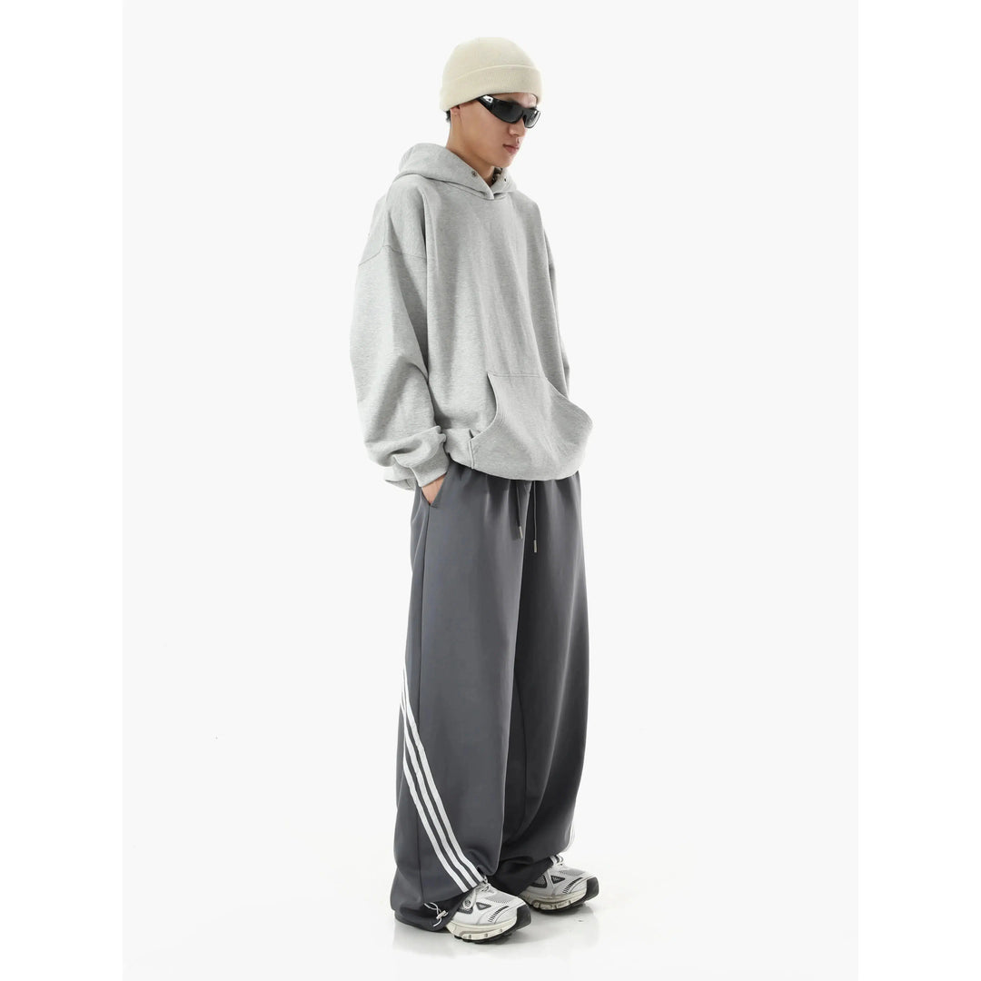 Side Striped Wide-Leg Sports Sweatpants