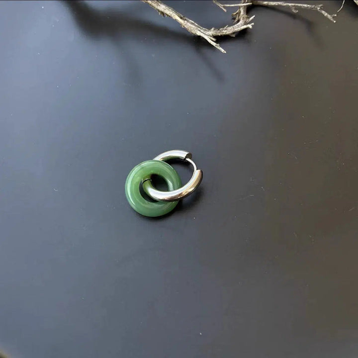 Silver and Jade Hoop Earrings