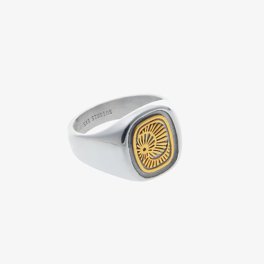 Silver-plated Gold Letter Totem Ring